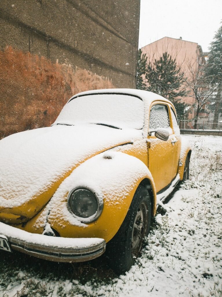 beetle, vosvos, car, snow, nature, winter, yellow car, used vehicle, automatic, automotive, classical, car wallpapers, vintage, old, abandoned, volkswagen